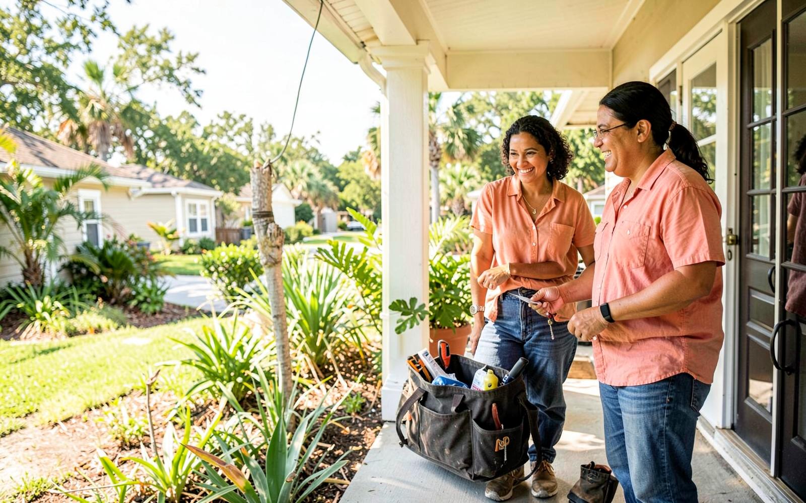 Local Florida service professional meeting a homeowner